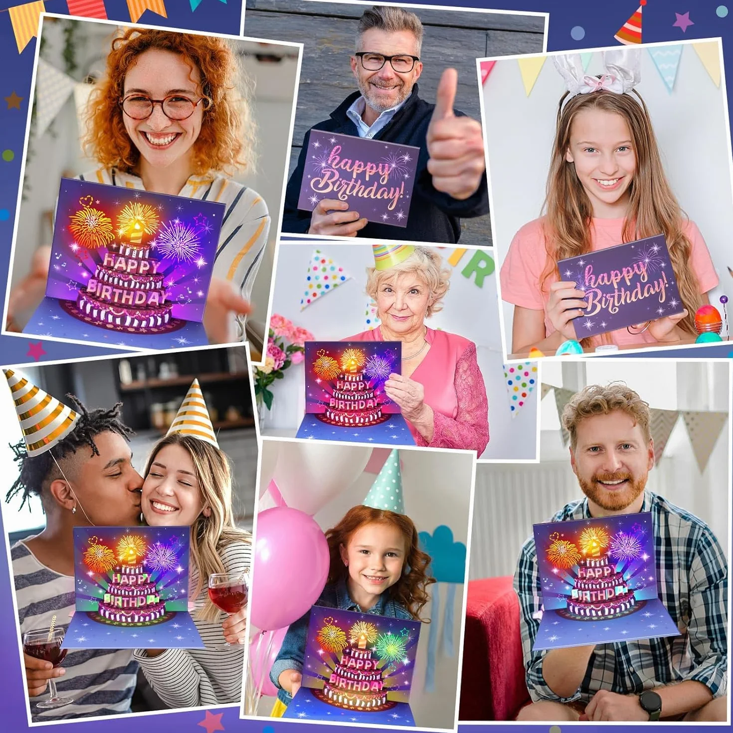 FITMITE Carte Anniversaire Musicale Lumineuse Pop Up 3D Cadeau Femme