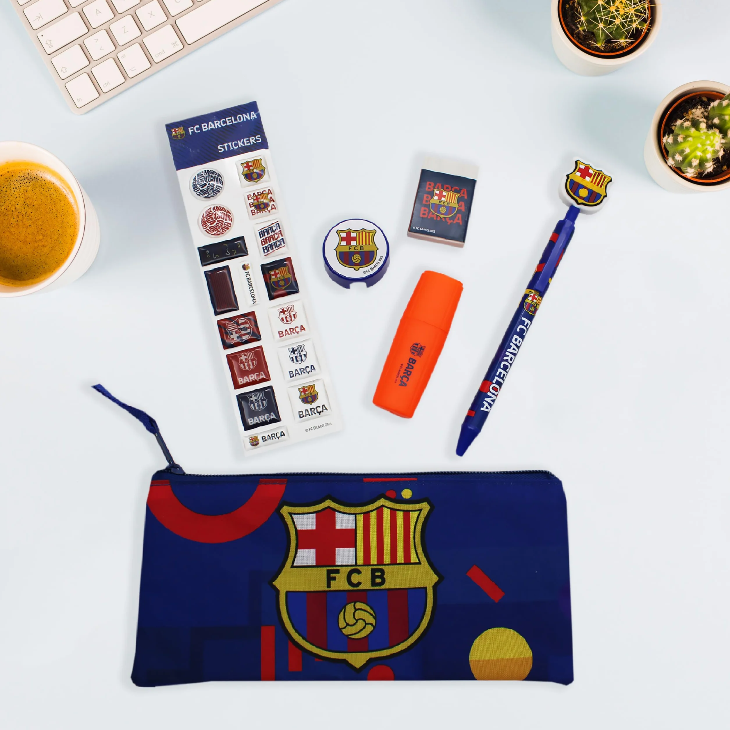 FC Barcelone Set de papeterie matériel scolaire écriture bleu officiel