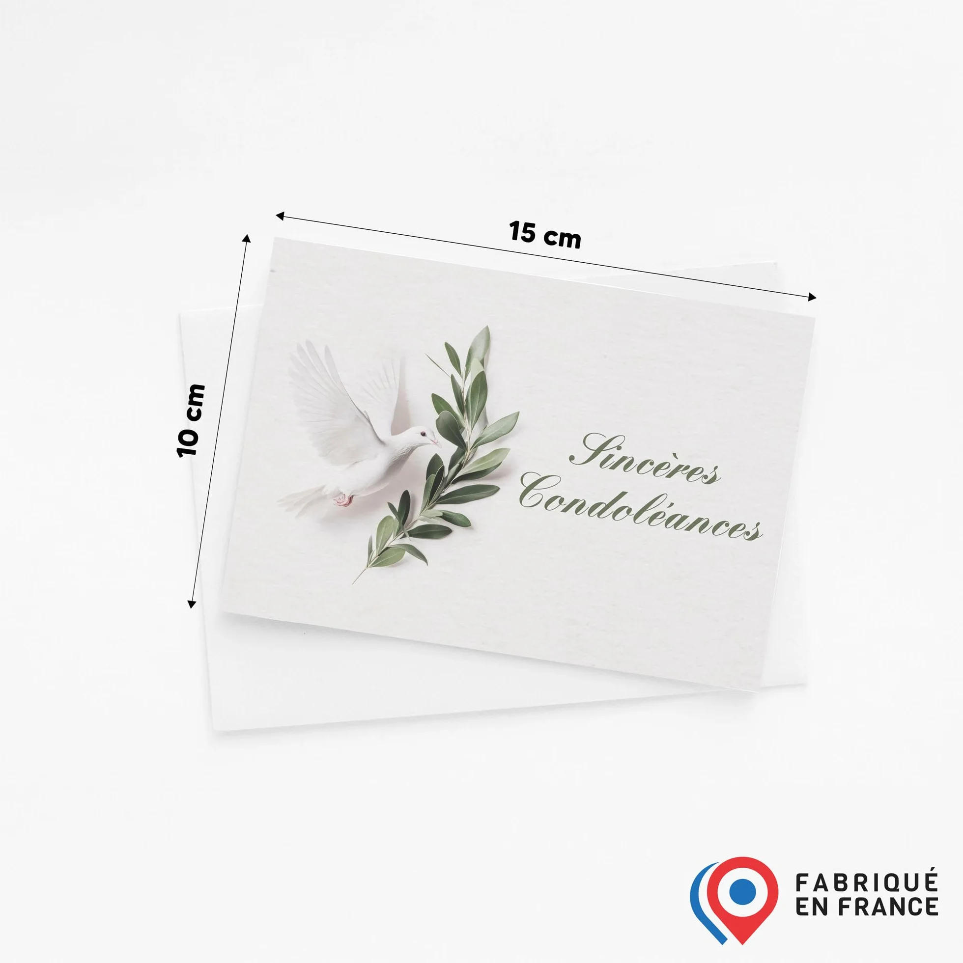 Cartes de condoléances avec enveloppes lot de 5 - Fabriquées en France - Papier écologique haut de gamme
