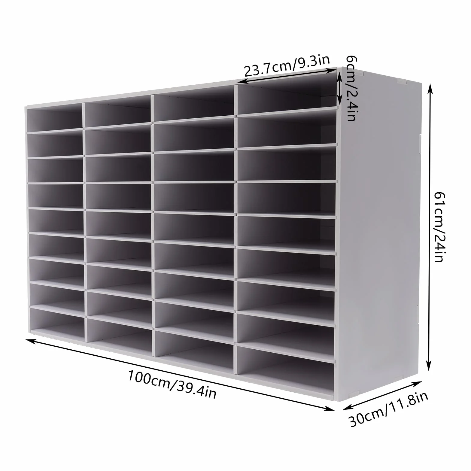 Classeur Rangement Documents 36 Slots PVC Blanc pour Écoles Salles d'Étude