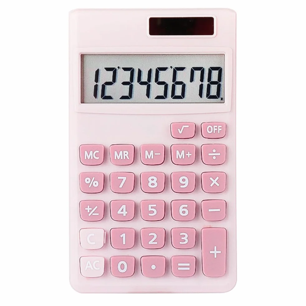 NUOBESTY Calculatrice Solaire Mini Portable Rose pour Étudiants Bureau