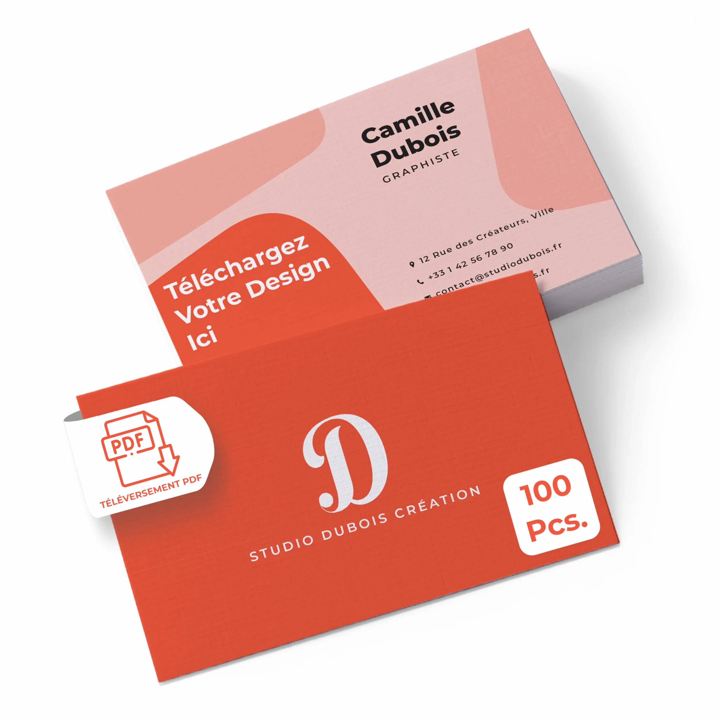 Cimpress Cartes de Visite Personnalisées 85x55 mm, Lot de 100, Papier 300g m² Mat, Impression Recto Verso