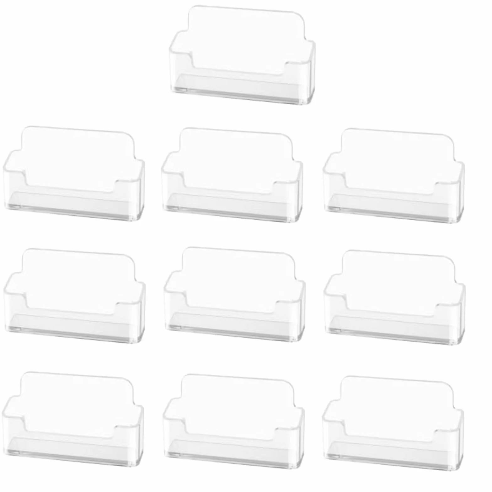 Flintronic Lot de 10 Porte-cartes de Visite Transparent en Acrylique, Présentoir pour Bureau et Plans de Travail