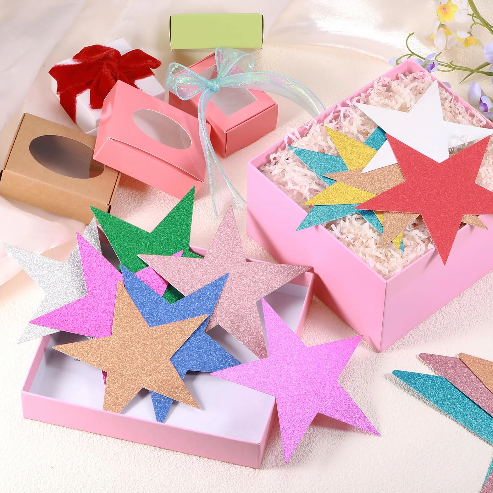 QUARKZMAN 50 Pcs Étoiles Pailletées 5 Pouces, Confettis Étoile Argenté pour Décoration Murale Fête