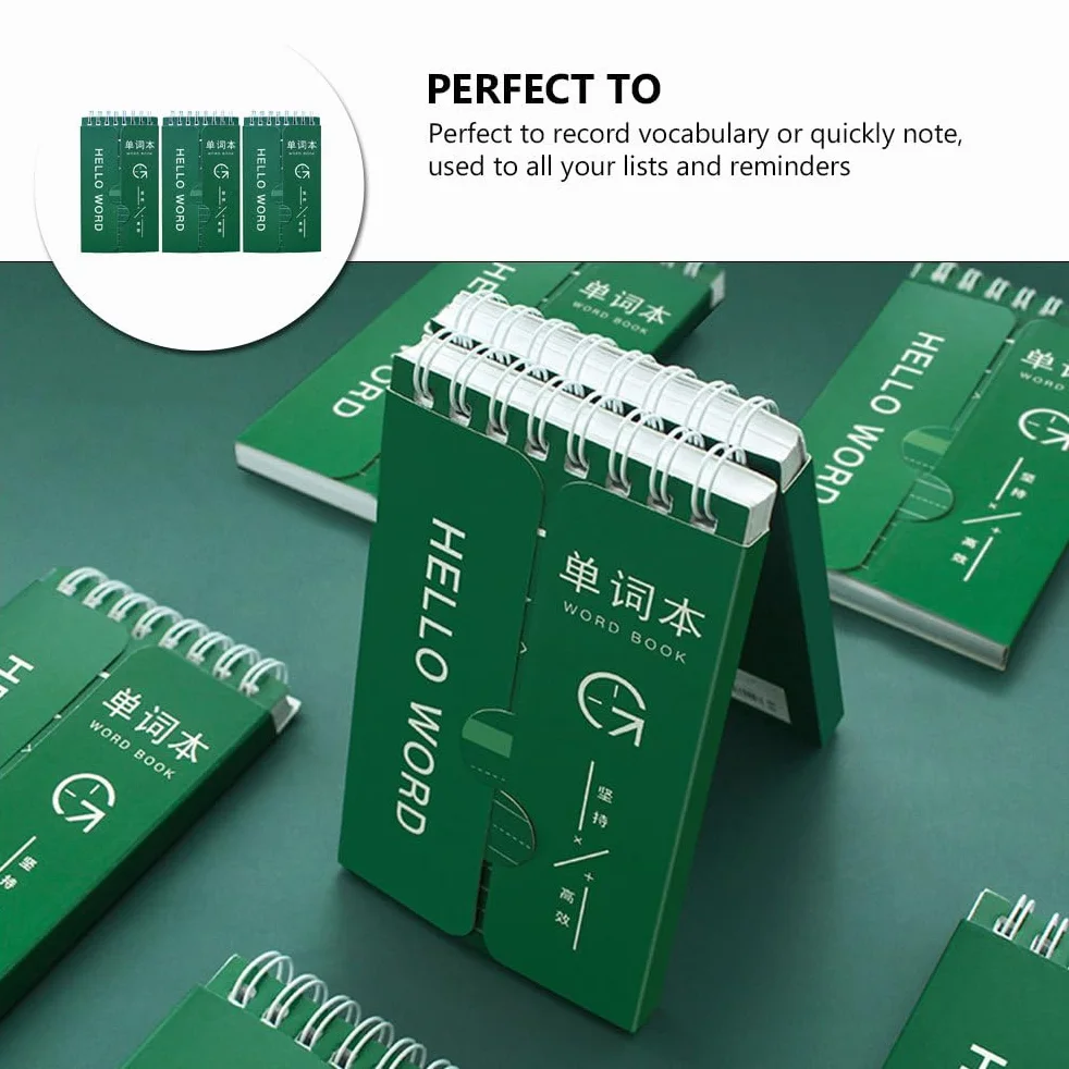 DIYEAH 3pcs Vocabulary Notebook English Word Notepads Student Stationery Green Paper