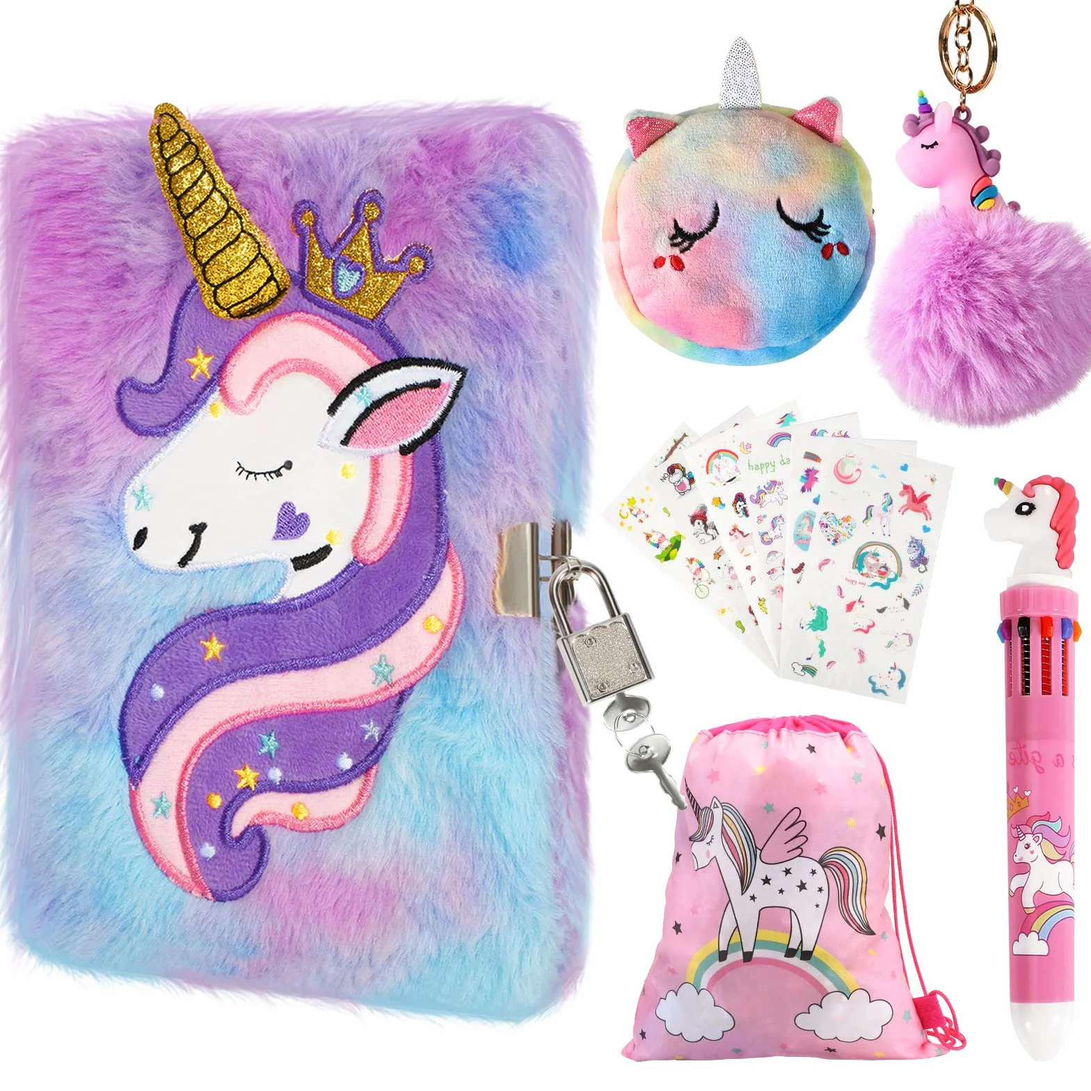 Journal Intime Fille 6 Pièces Carnet Secret Licorne Enfant avec Cadenas et Clé A5 160 Pages