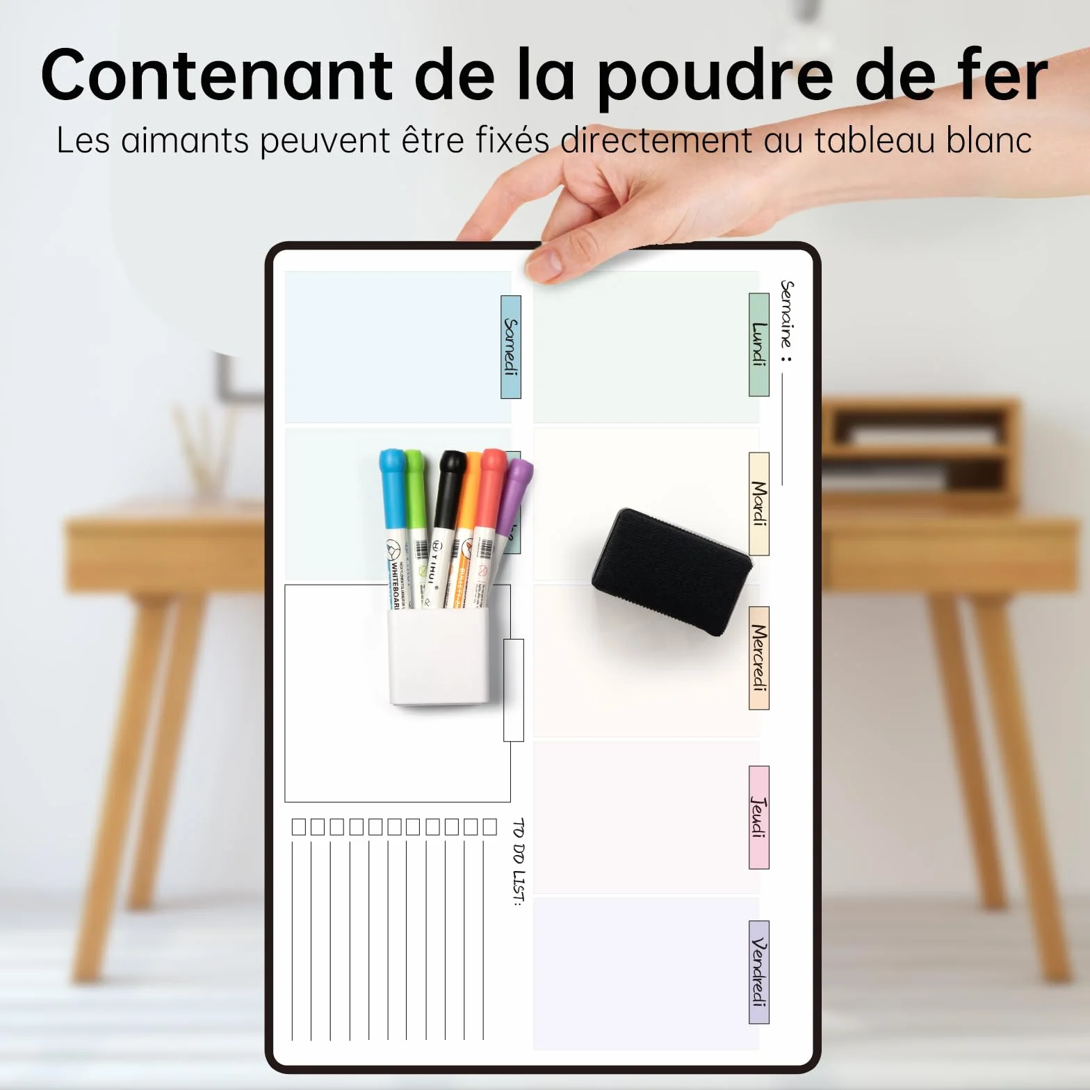 MCCORL Calendrier Adhésif Tableau Blanc Planning Mural 42×28cm Effaçable Planificateur Semainier Menus Repas Hebdomadaire