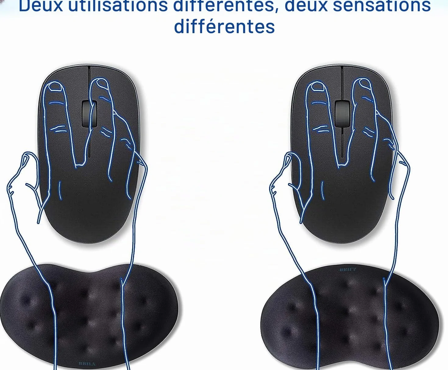 Brila Mouse Wrist Rest Coussin de soutien Pad pour ordinateur portable PC Gaming - Mousse à mémoire de forme Gel Motif ergonomie trous de massage