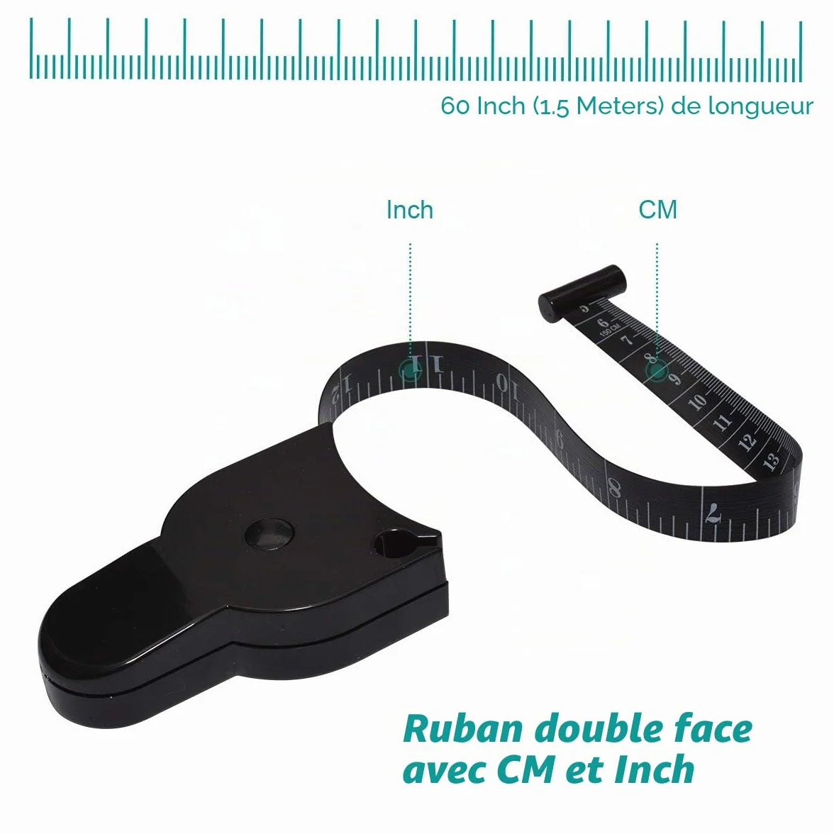 Ruban à Mesurer pour le Corps - Mètre Ruban Auto-Bloquant - Outil Précis pour Taille Poitrine Hanches Bras Cuisses - Ruban de Mesure Rétractable