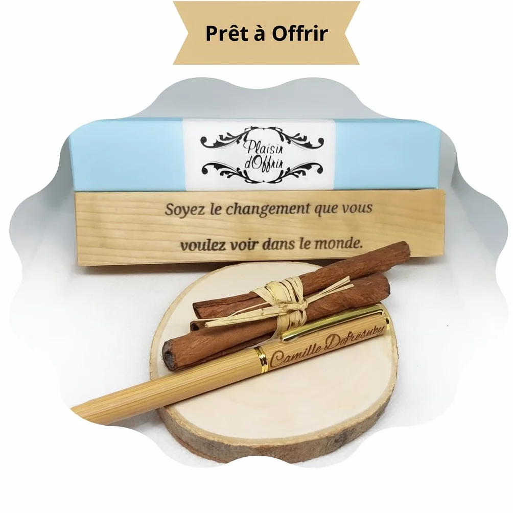Stylo Personnalisé avec Gravure Prénom - Coffret Bois Gravé - Cadeau Professeur Retraite Homme Femme - Weastyle