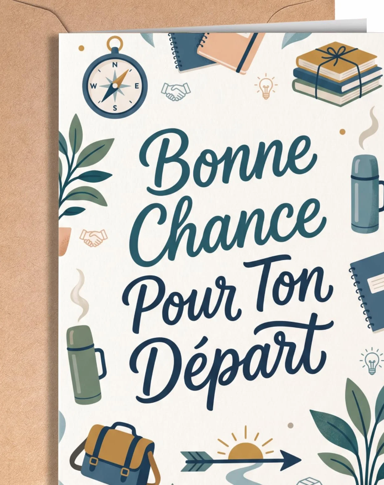 Carte d'Adieu Collègue - Départ - Félicitations Nouvel Emploi - Au Revoir, Bonne Chance