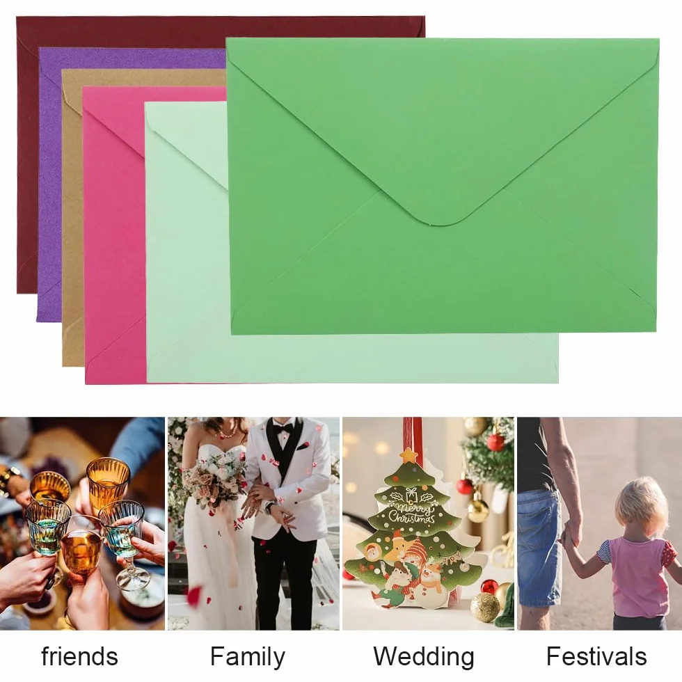 WYAN Mini Enveloppes Lot de 40 15,7x10,7cm Bordeaux Kraft Carrées Mariage Cartes