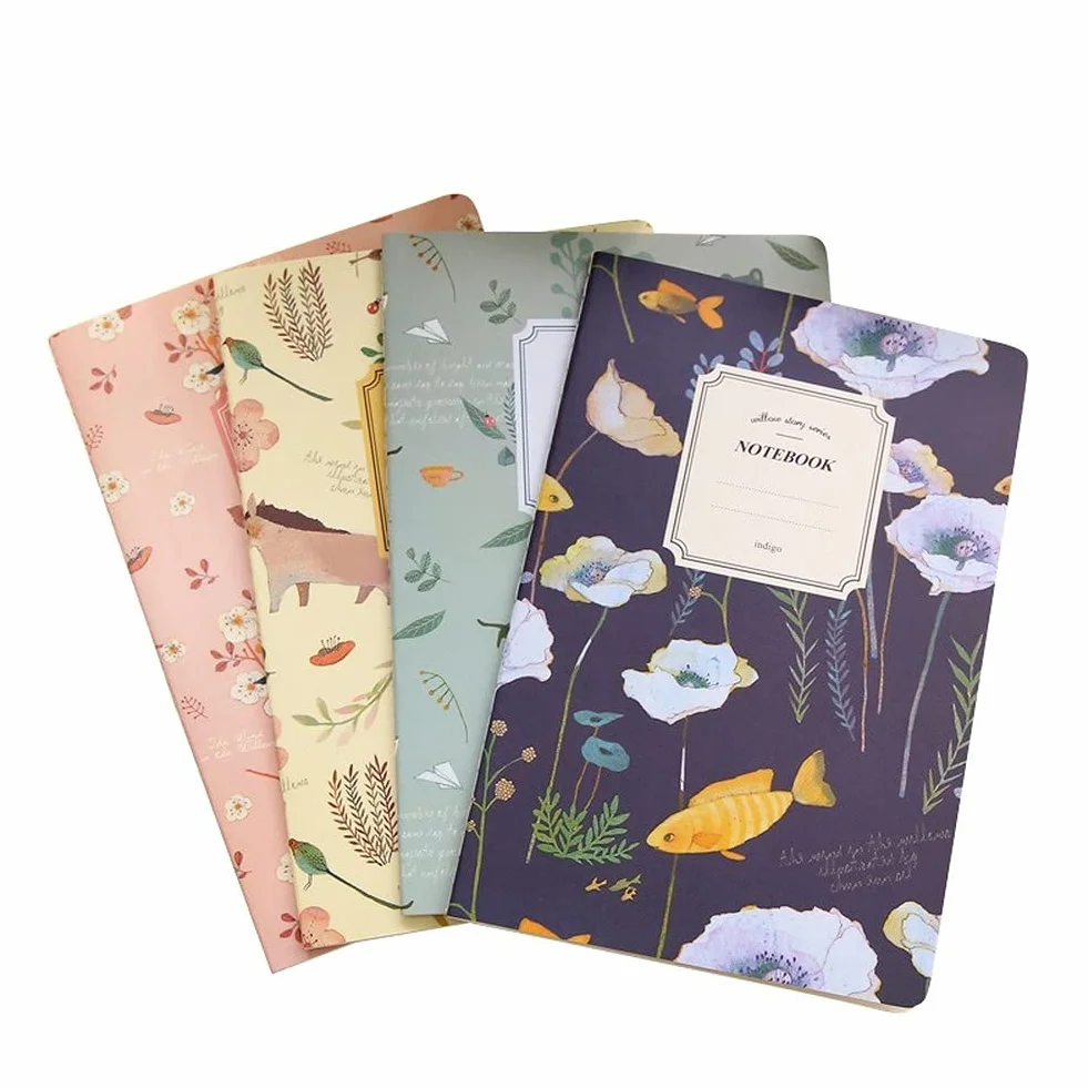 Lot de 4 mini carnets de notes vintage à fleurs pour enfants