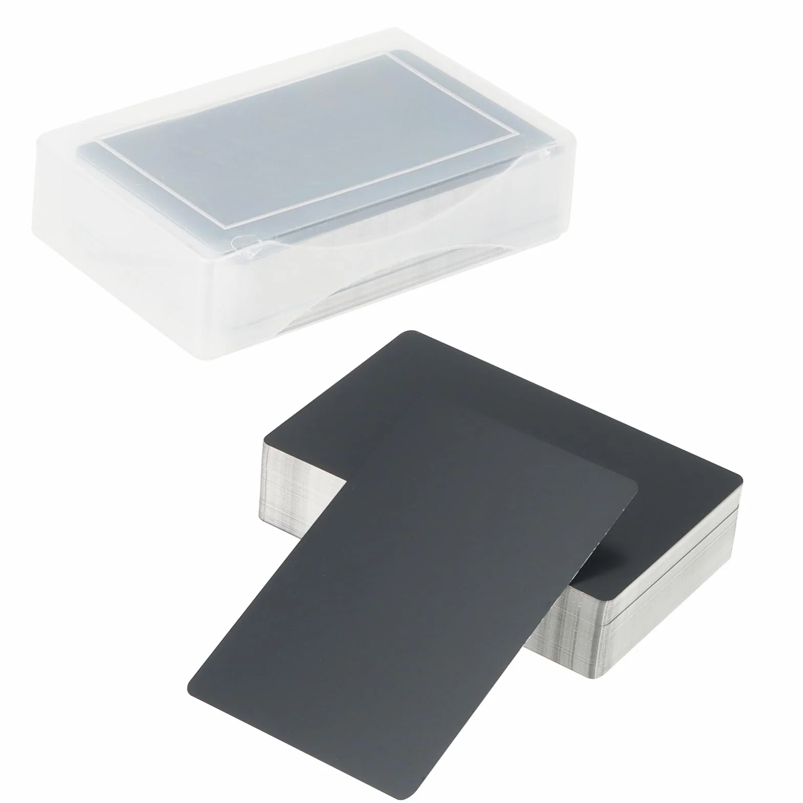 Cartes de Visite Personnalisées en Aluminium Vierges Lot de 100 - 86 x 54 x 0,21 mm - Métal Noir