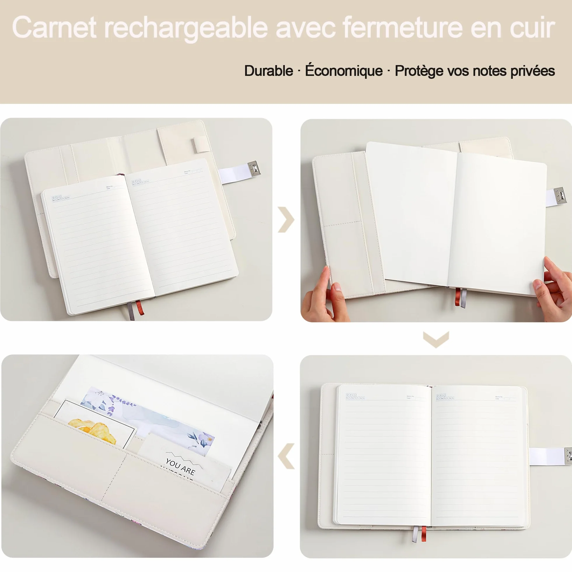 Carnet cuir PU A5 244 pages serrure combinaison motif arbre cœur bleu paon