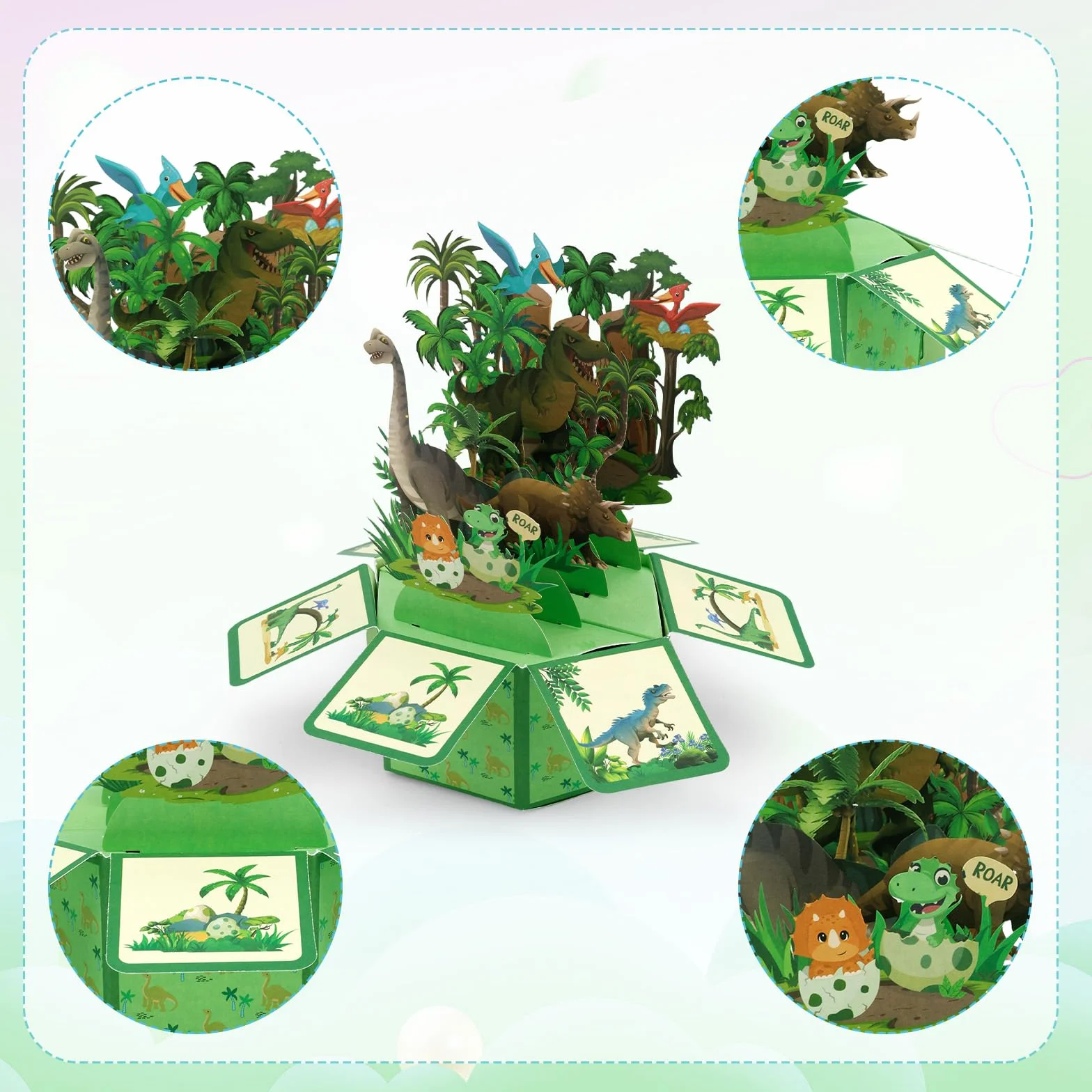 Carte Pop-Up Dinosaure 3D Anniversaire avec Enveloppe pour Enfants Garçons