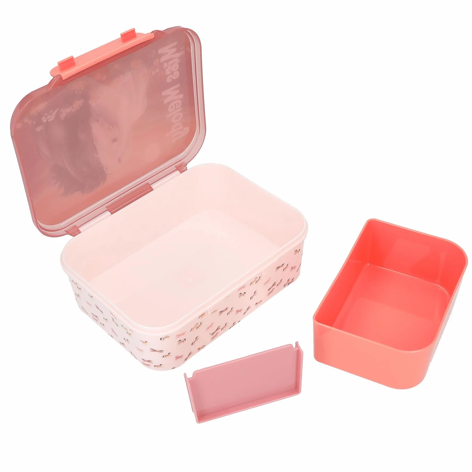 Depesche Miss Melody Blossom Pony Boîte à goûter Rose pâle 3 Compartiments Couvercle Rabattable