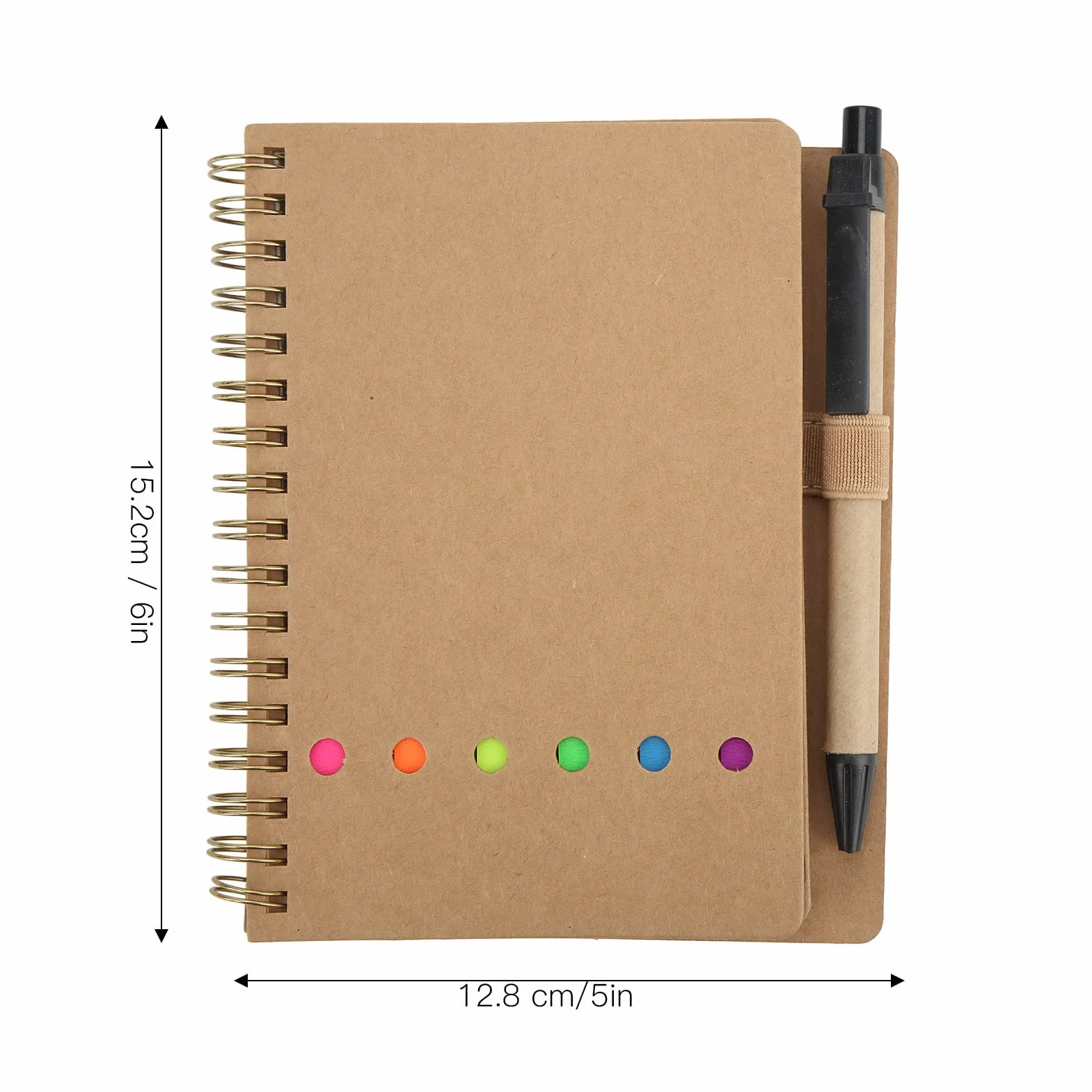 Cahier à spirale ligné couverture kraft 5x6 pouces bloc-notes steno business café