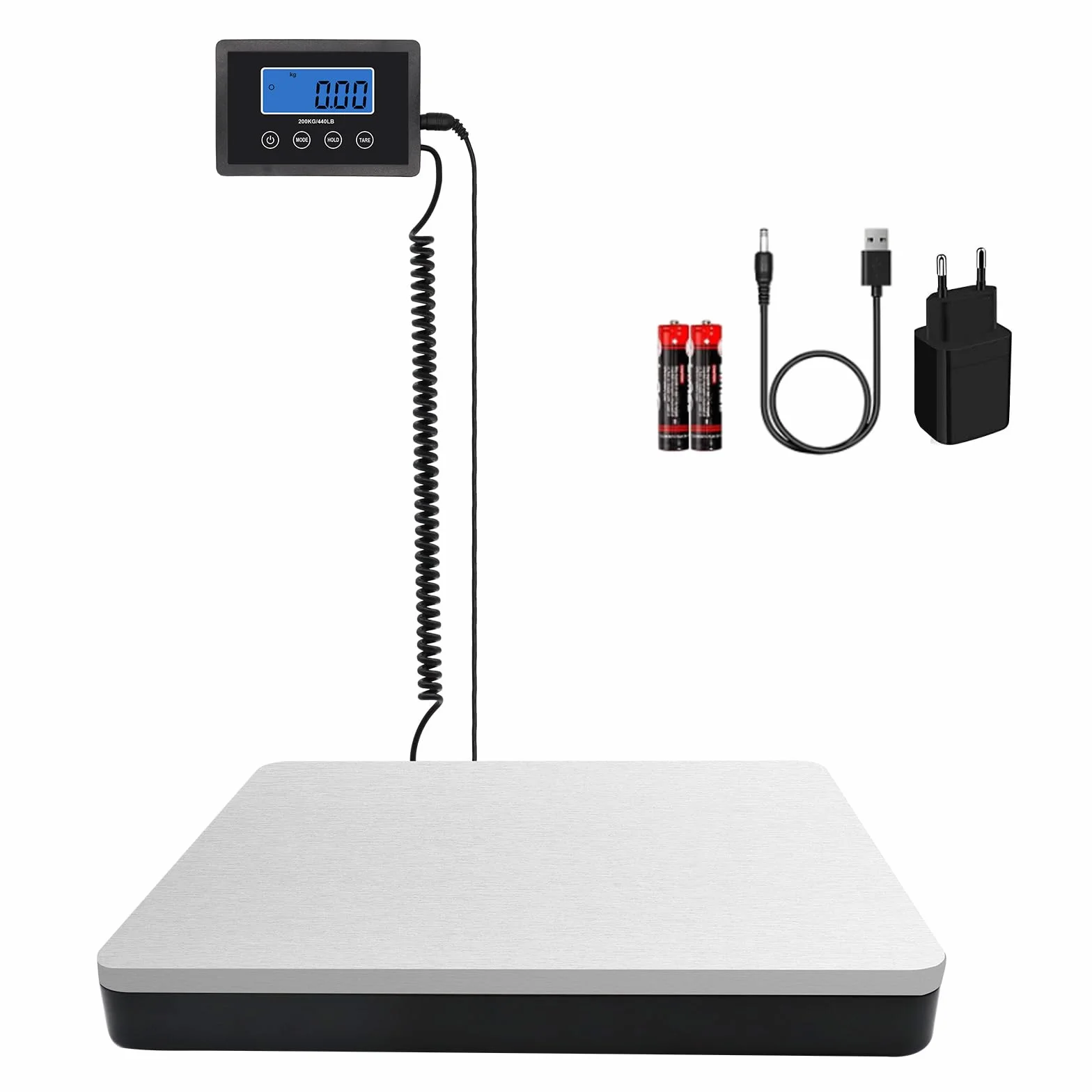 Balance Colis Numérique UNIWEIGH 200kg/10g, Acier Inoxydable avec Fonction Hold/Tare, Écran LCD