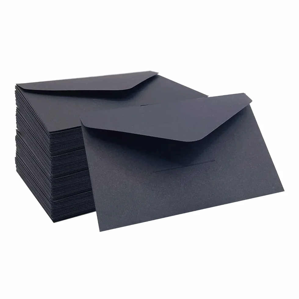 Lot de 80 Enveloppes Mini 10,5x6,8cm Noir Kraft pour Mariage Cartes