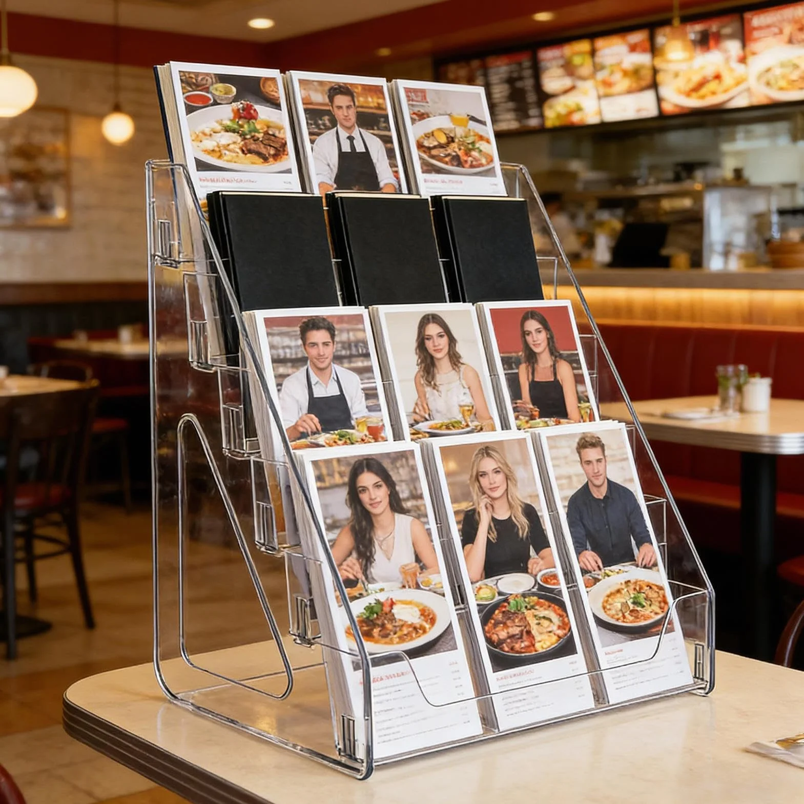 Brochure Stand 5-Tier Tabletop Literature Display Rack 33x30.5x21.5cm Non-Slip