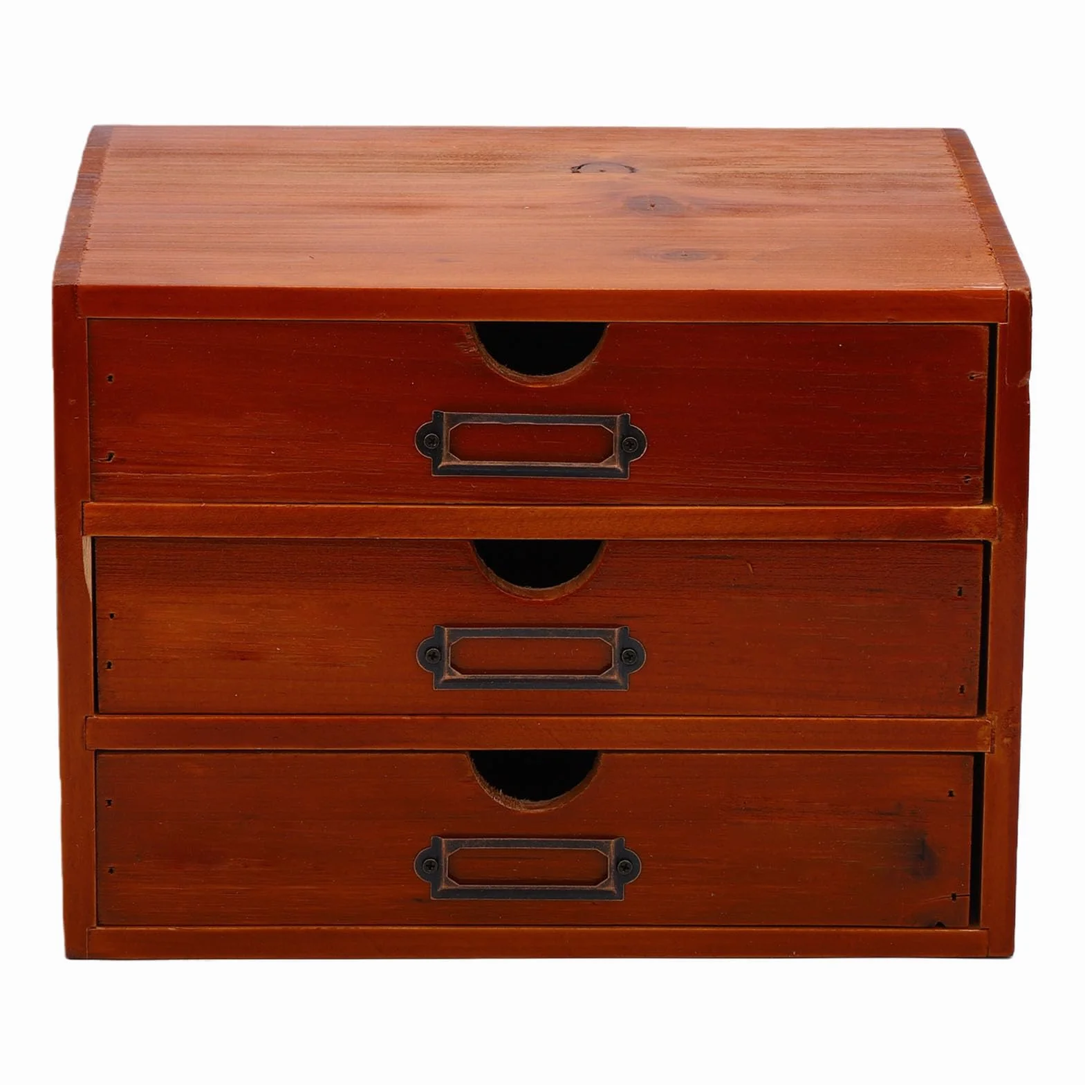 Haofy Organiseur de Bureau à 3 Tiroirs, Armoire d'Apothicaire Empilable Vintage, Boîte de Rangement en Bois Marron Foncé