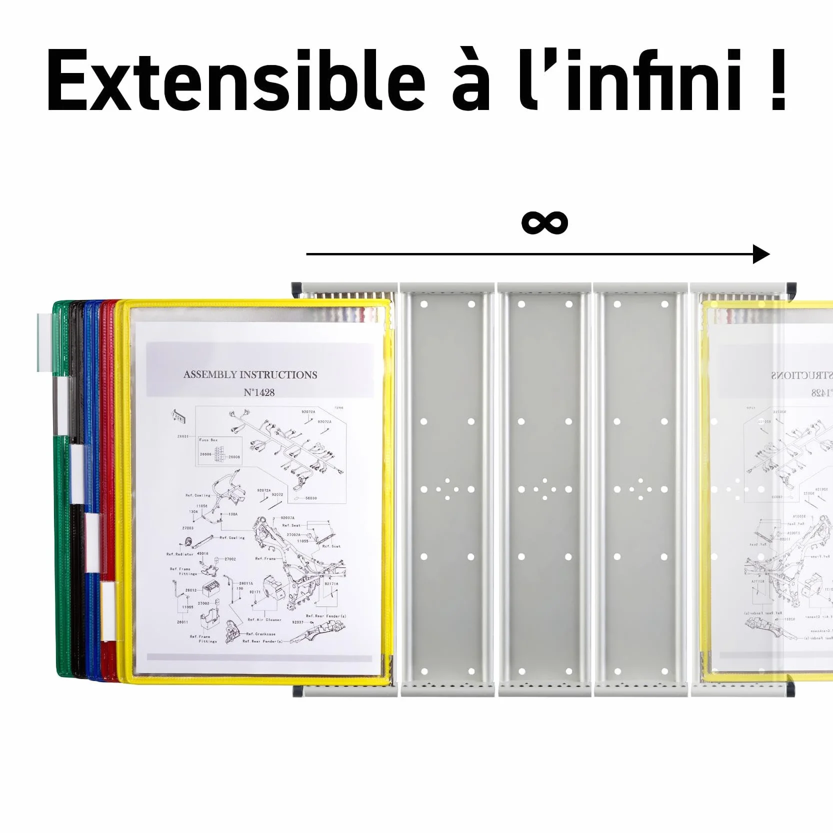 Tarifold Kit de Présentation Mural Métal Candy Line 10 Poches A4 PP Antireflet Bleu Translucide