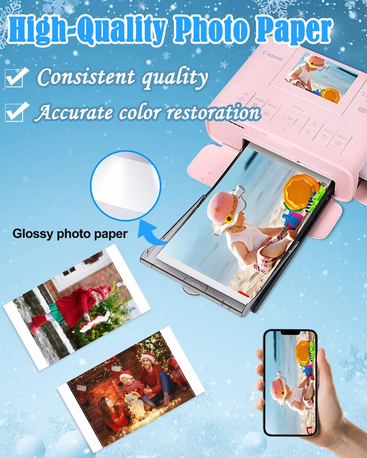 NineLeaf Papier photo Canon Selphy CP1300 CP1500 CP1200 CP1000 CP910 KP-108IN 3115B001 10x15cm 108 sztuk