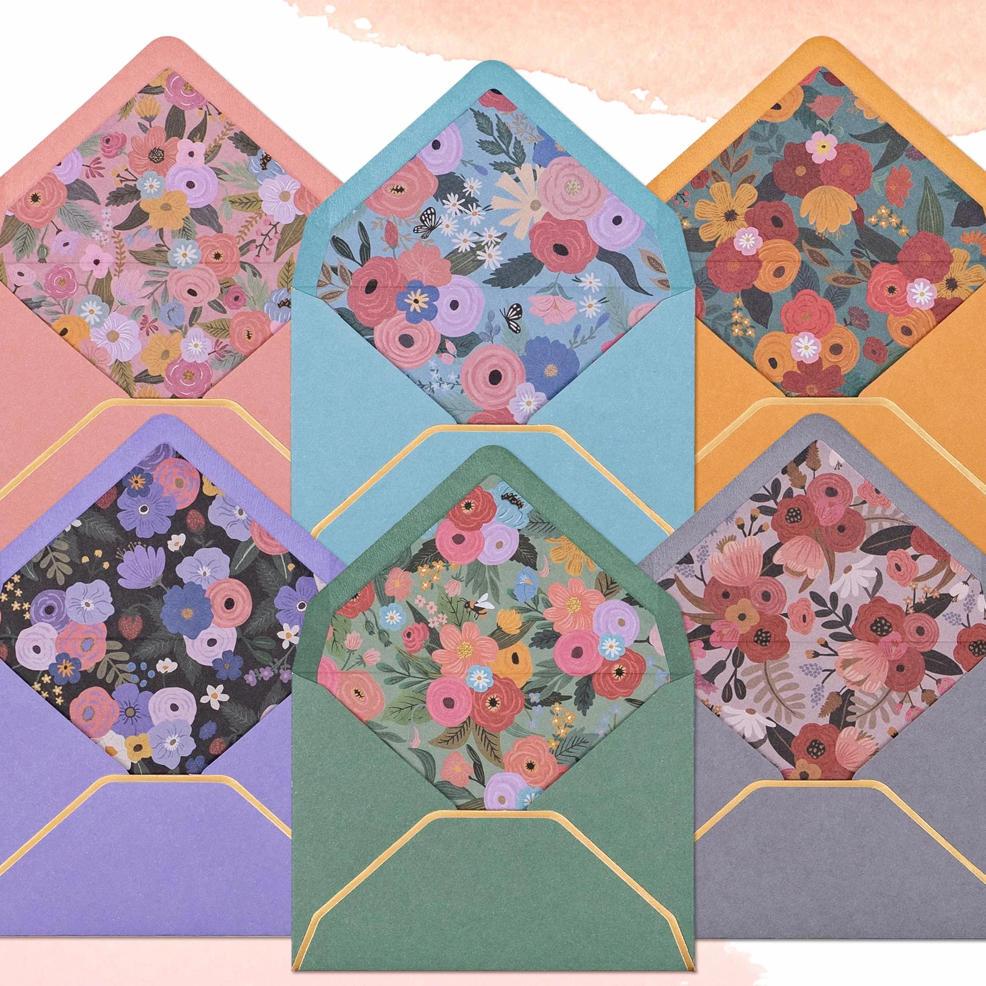 Softbloom Tapestry Mini Enveloppes Lot de 60 6 Couleurs 9,4 x 6,9 cm Intérieur Fleuri