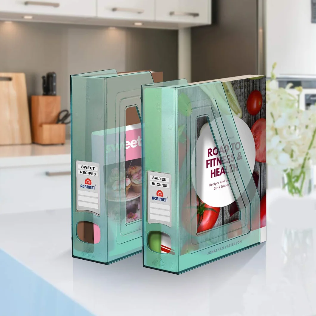 Acrimet Porte-Revues Support Durable Organisateur Dossiers Bureau Plastique Vert Transparent Lot de 2
