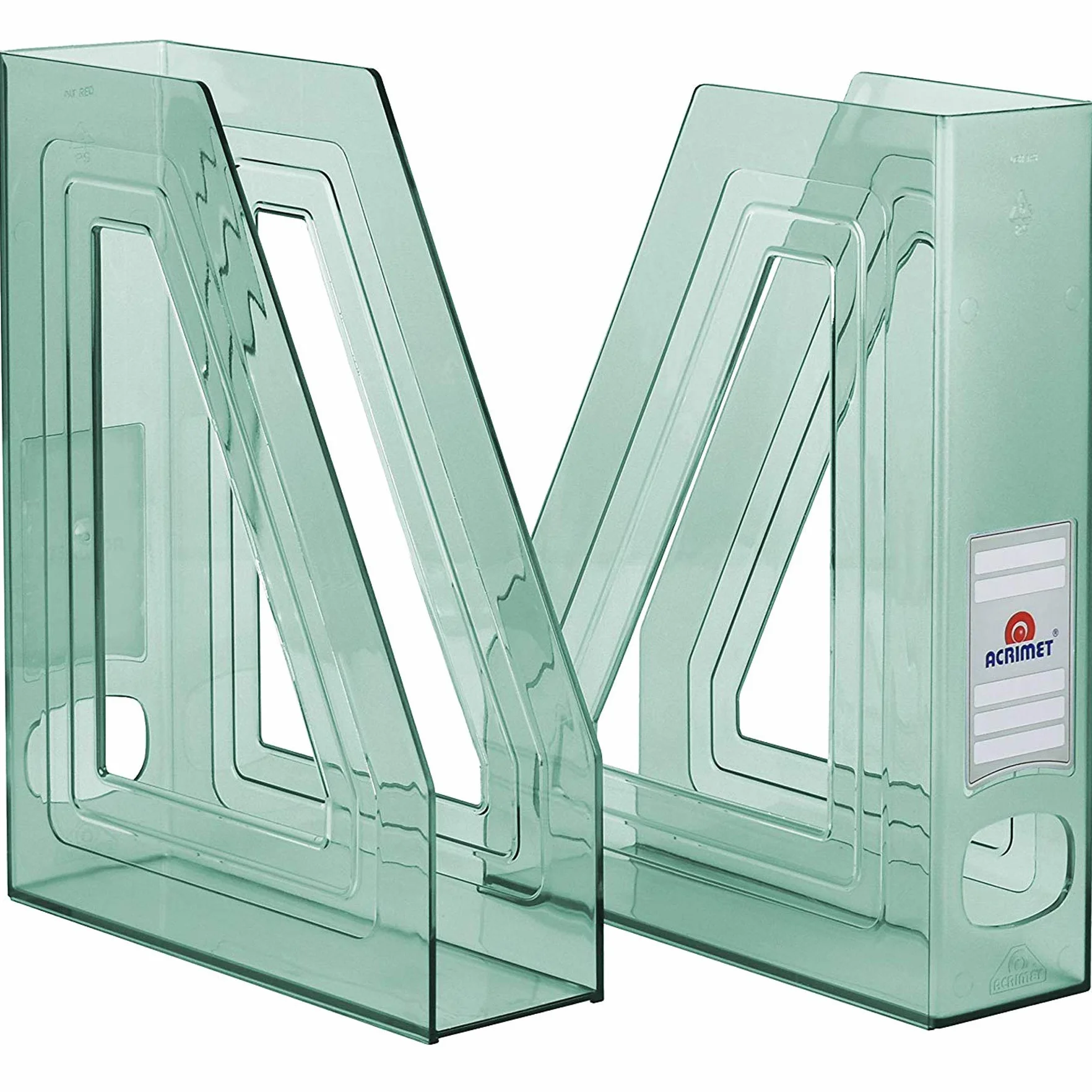 Acrimet Porte-Revues Support Durable Organisateur Dossiers Bureau Plastique Vert Transparent Lot de 2