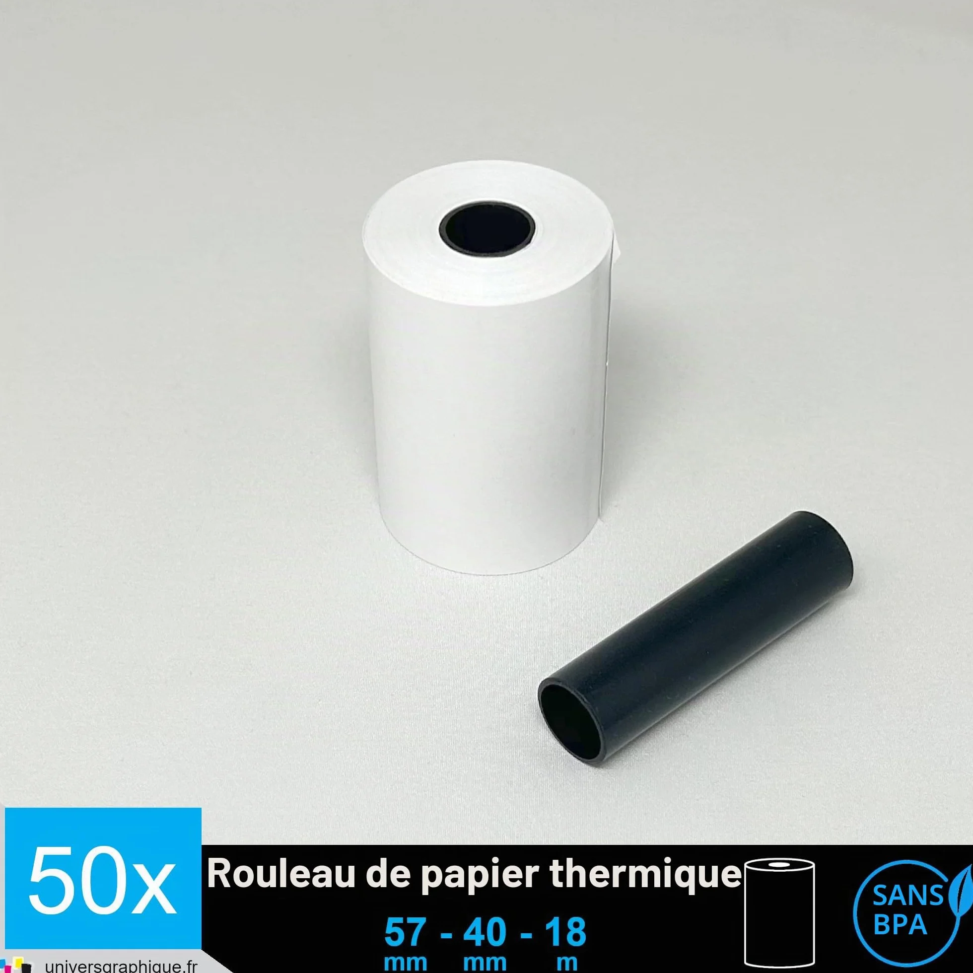 UNIVERS GRAPHIQUE Bobine carte bancaire thermique 57 x 40 x 12 mm papier thermique TPE
