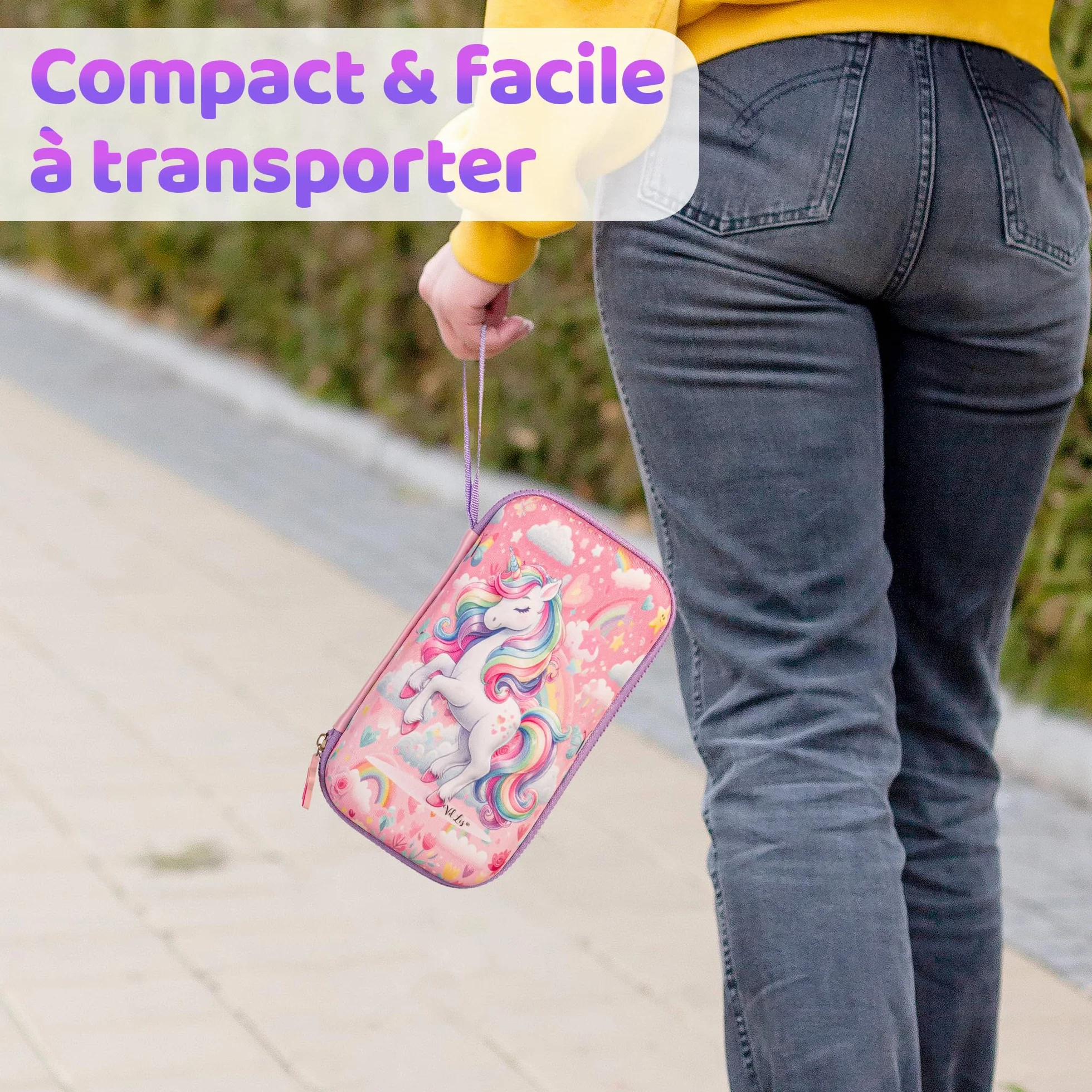 Étui Inhalateur Enfant EVA Chambre d’Inhalation Spacer Nébuliseur Portable Trousse PAI École Motif Licorne