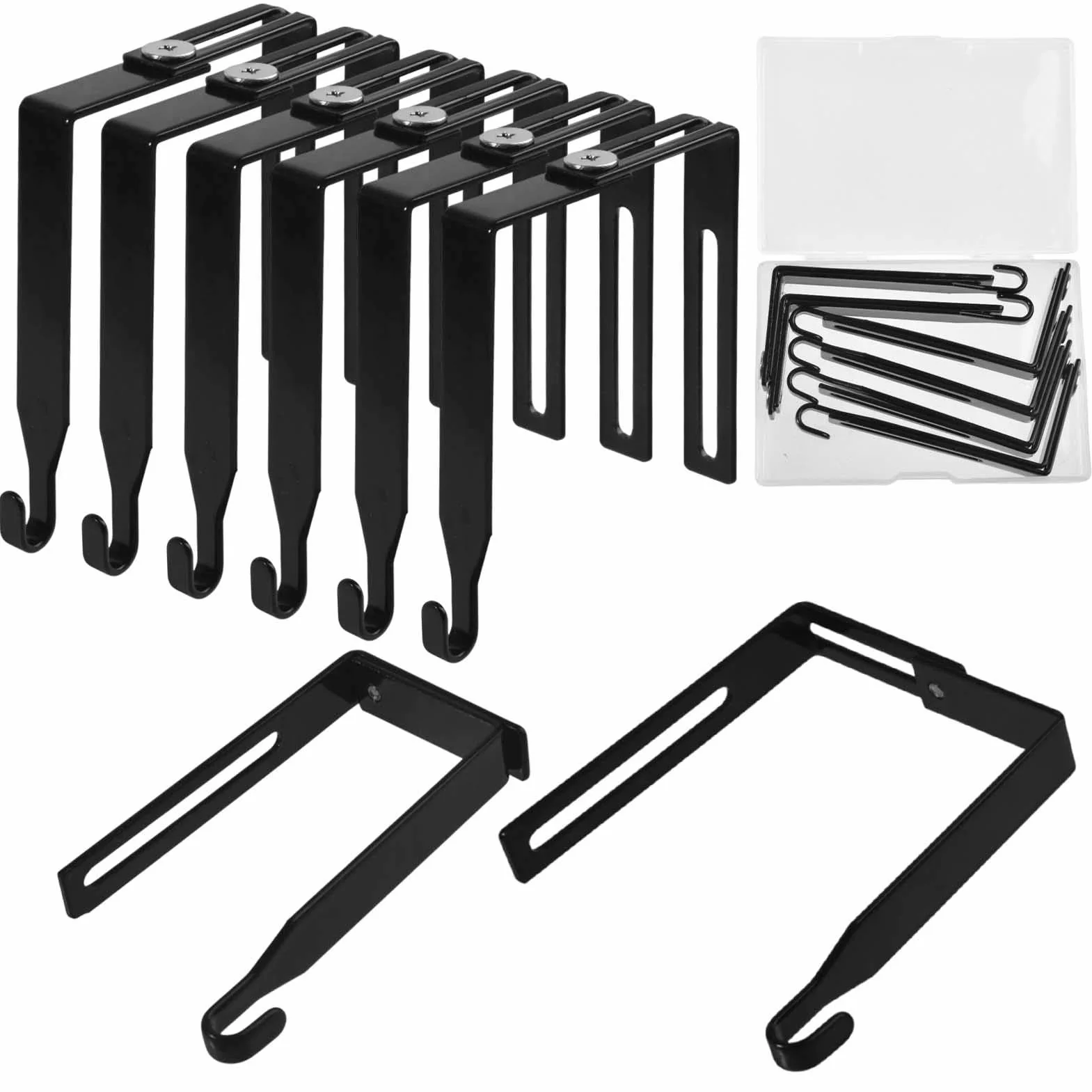 LEONTOOL Lot de 8 crochets muraux réglables pour cabines, métalliques universels, adaptés aux panneaux 3,7-5,5 cm