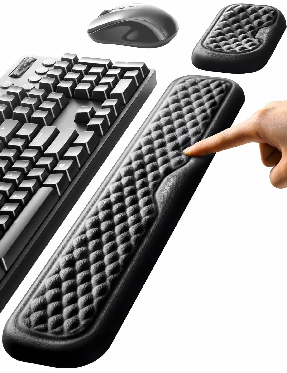 Vaydeer Repose-Poignet Clavier Souris Mousse Mémoire Kit Antidérapant Wrist Rest Pad Ordinateur Portable Noir