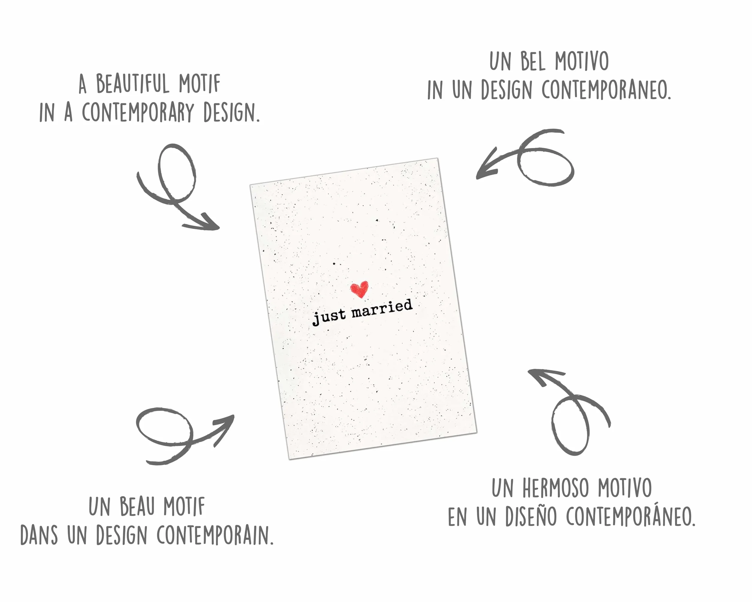 Edition Seidel Carte de vœux de mariage de qualité supérieure avec enveloppe pour couple amoureux Mr. & Mrs. Just Married