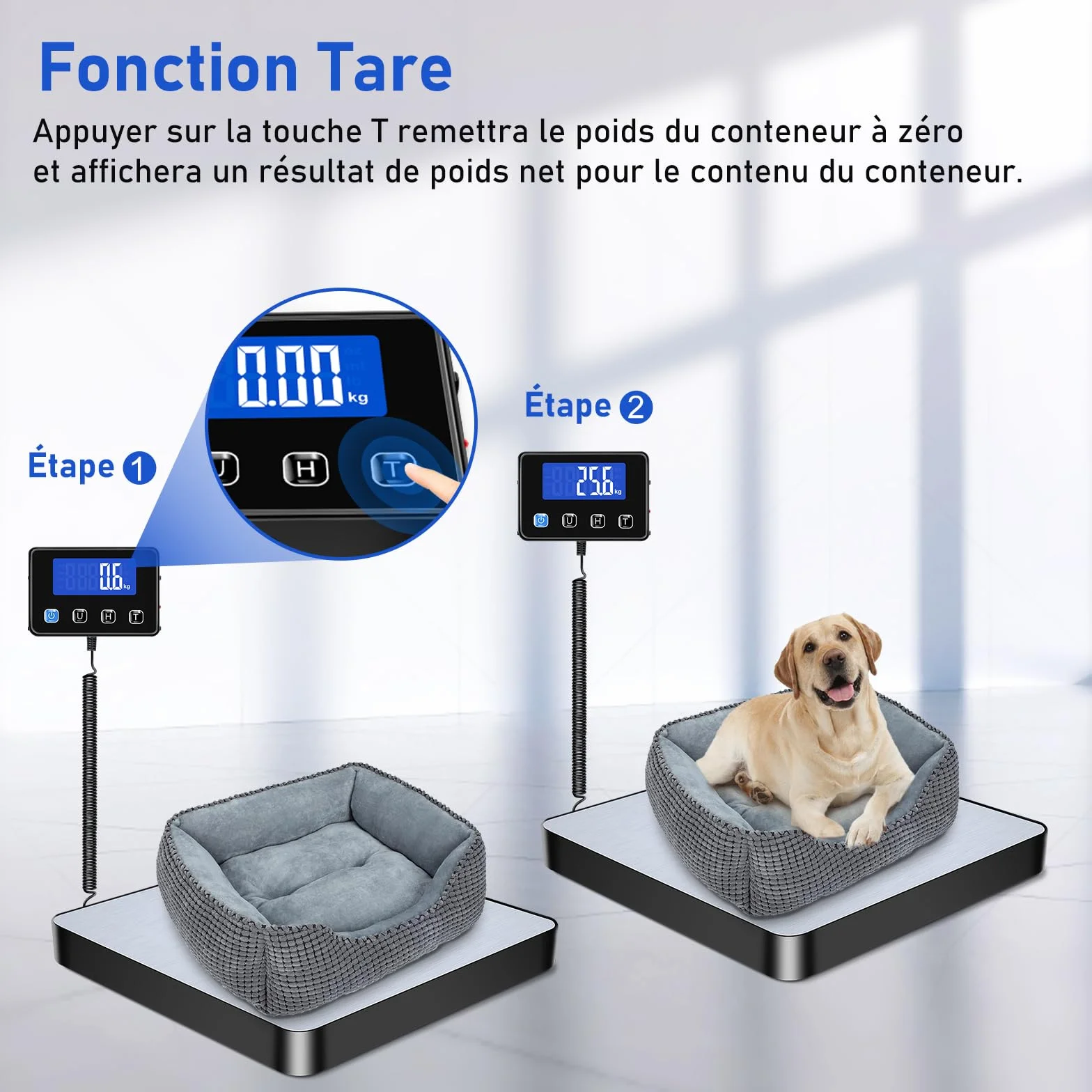 Balance Colis 200kg/10g Haute Précision Acier Inoxydable avec Fonction Hold/Tara, Balance Postale Numérique Écran LCD