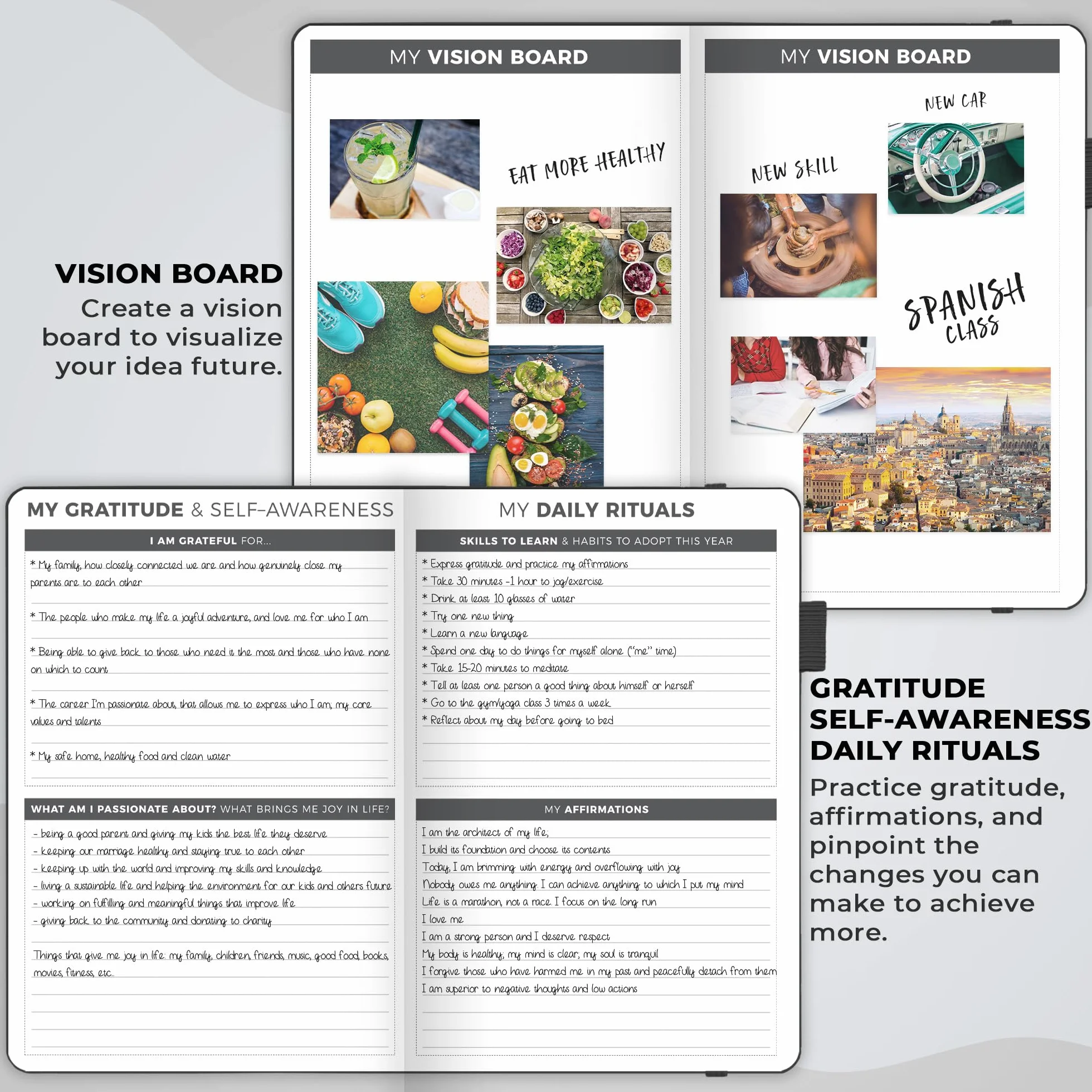 Clever Fox Planificateur Agenda Personnel Noir - Journal Quotidien et Hebdomadaire