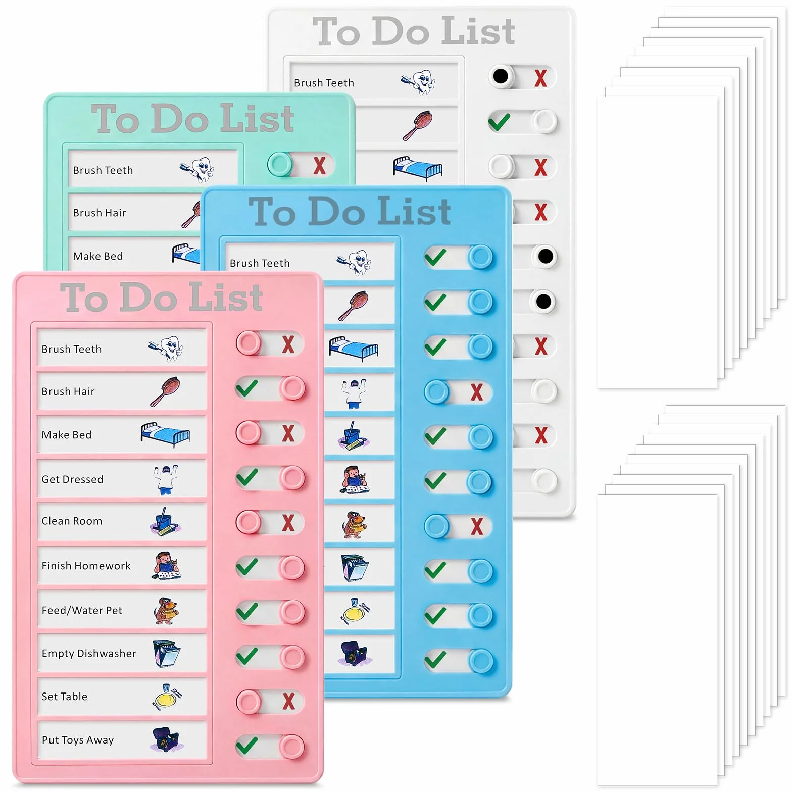 DESPOINA Lot de 4 Tableau Memo Checklist avec 20 Feuilles Papier Vierge Portable Planning Tache Menagere