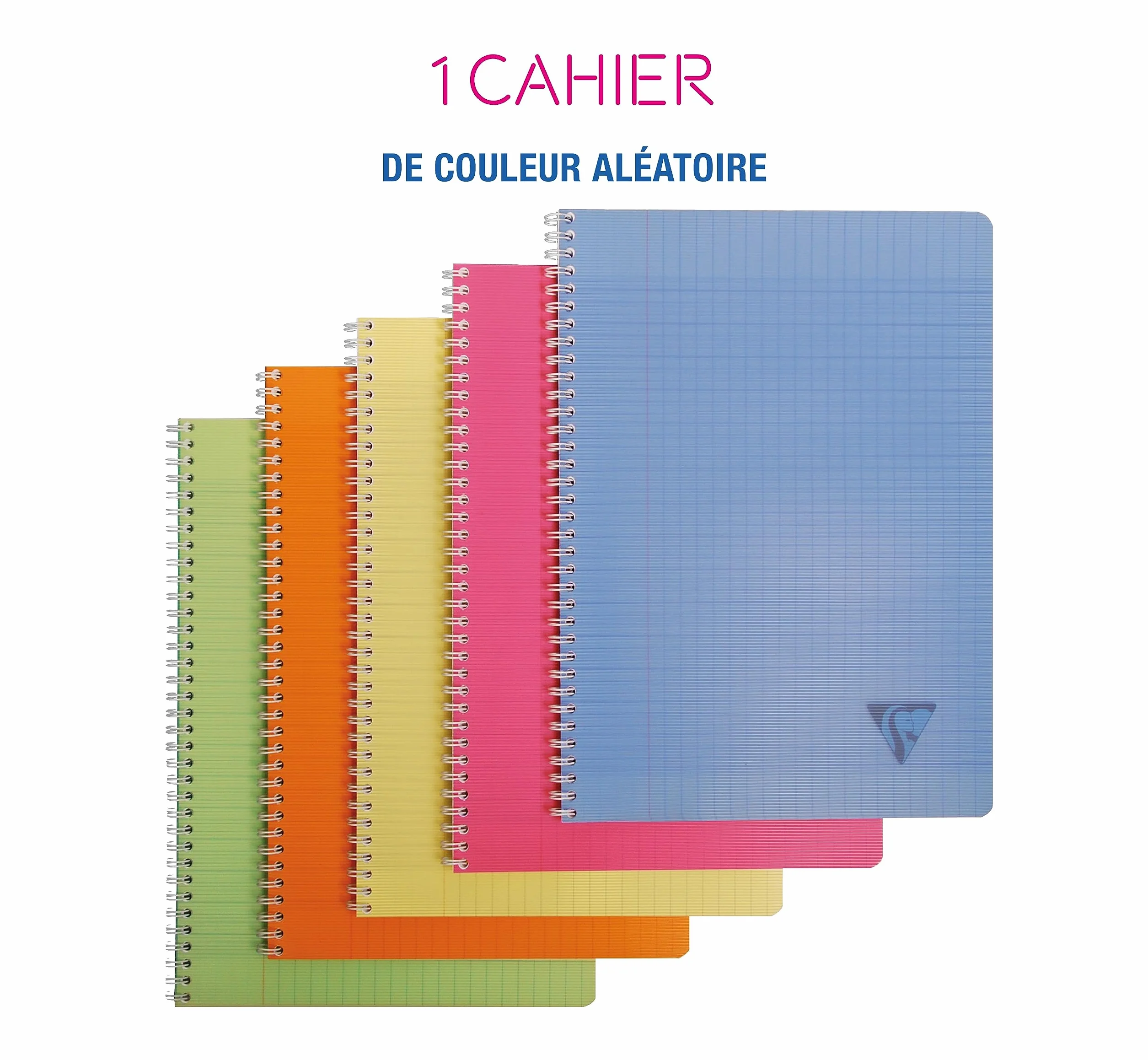 Clairefontaine Linicolor Fresh Cahier à Spirale A4 21x29,7 cm 180 Pages Grands Carreaux Papier 90 g Couverture Polypro Transparent