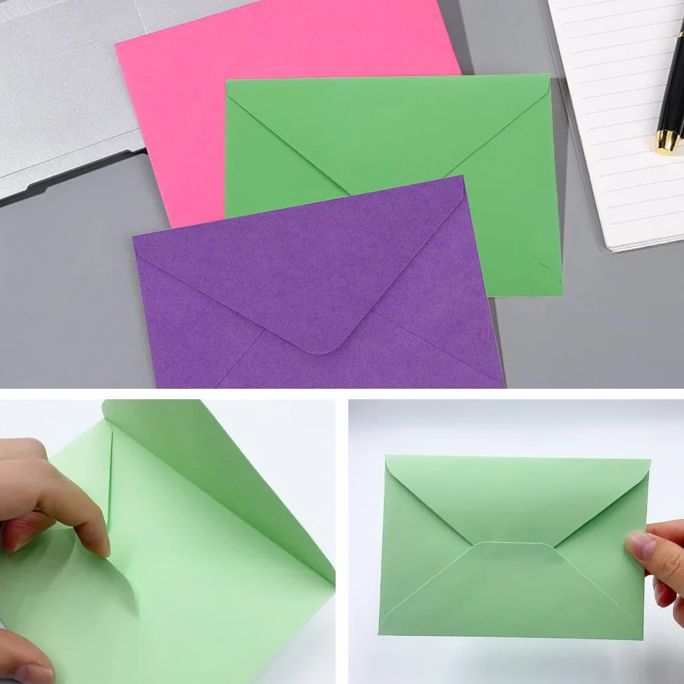 WYAN Mini Enveloppes Lot de 40 15,7x10,7cm Bordeaux Kraft Carrées Mariage Cartes