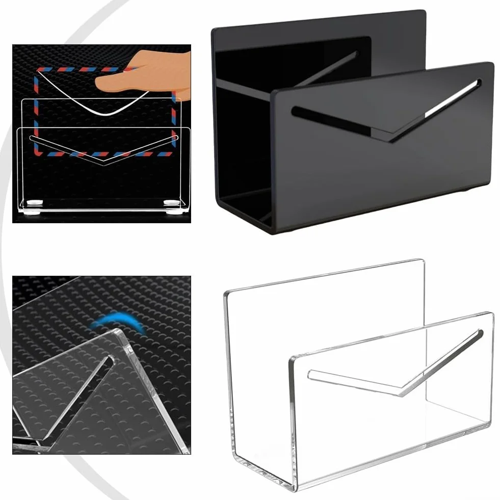 Organiseur de courrier acrylique transparent porte-lettres design compact