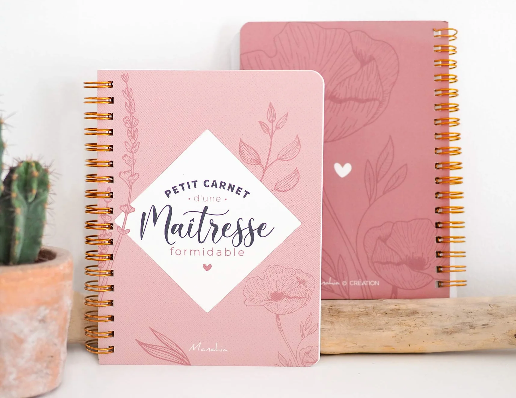 Carnet Maîtresse Formidable - Petit Carnet à Spirale 120 Pages 16x12cm Motif Feuilles