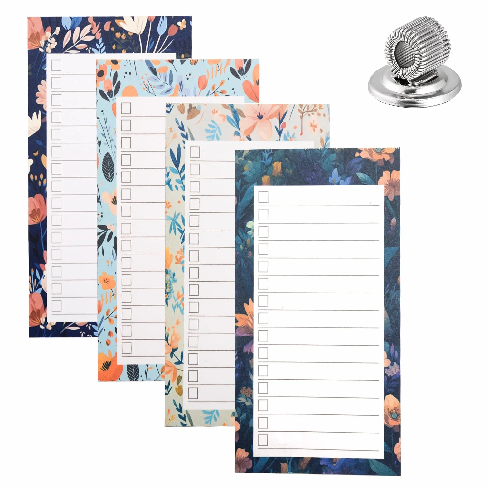 Pumuky Blocs-notes Magnétiques 4 Pièce 9x15cm Liste d'Épicerie Réfrigérateur Feuilles Détachables Stylo Support