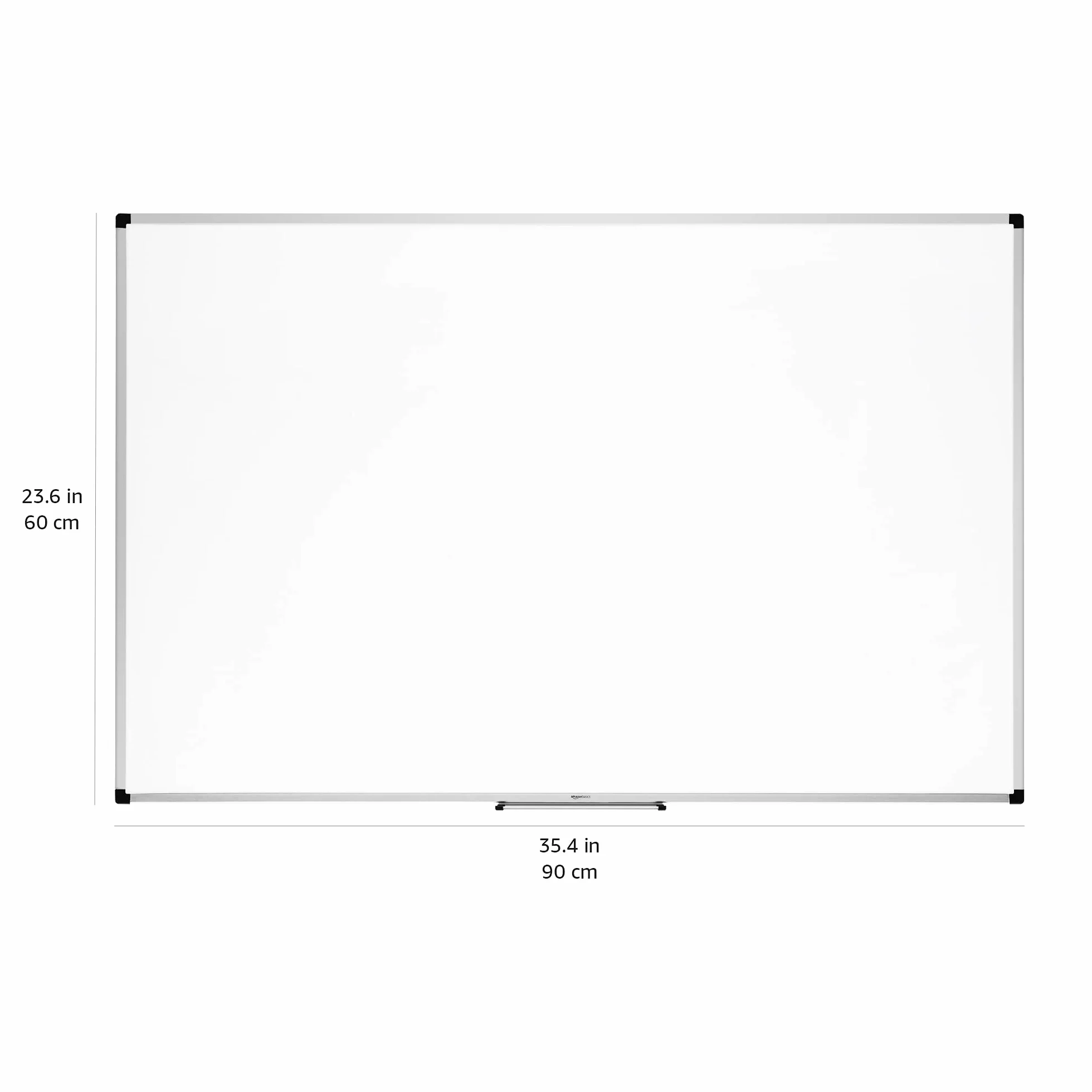 Amazon Basics Tableau Blanc Magnétique 90 x 60cm, Cadre en Aluminium, Effaçable à Sec, Mural