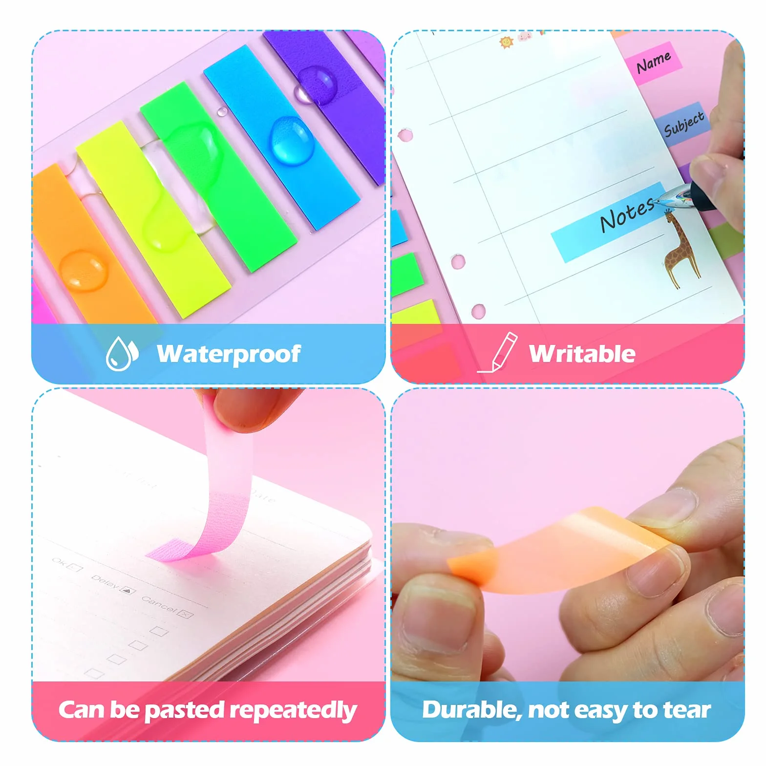 Hanyousheng Feuillets Notes Autocollants 1120Pcs Marque Page Adhesives Notes Onglets D'Index 7 Couleurs