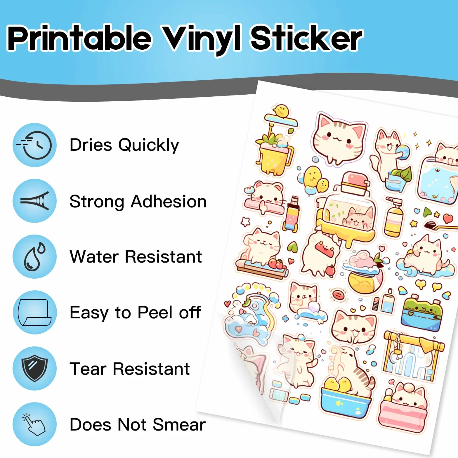 Papier Autocollant en Vinyle Transparent Imprimable A4 30 Feuilles pour Imprimante Jet d’Encre Cricut Silhouette