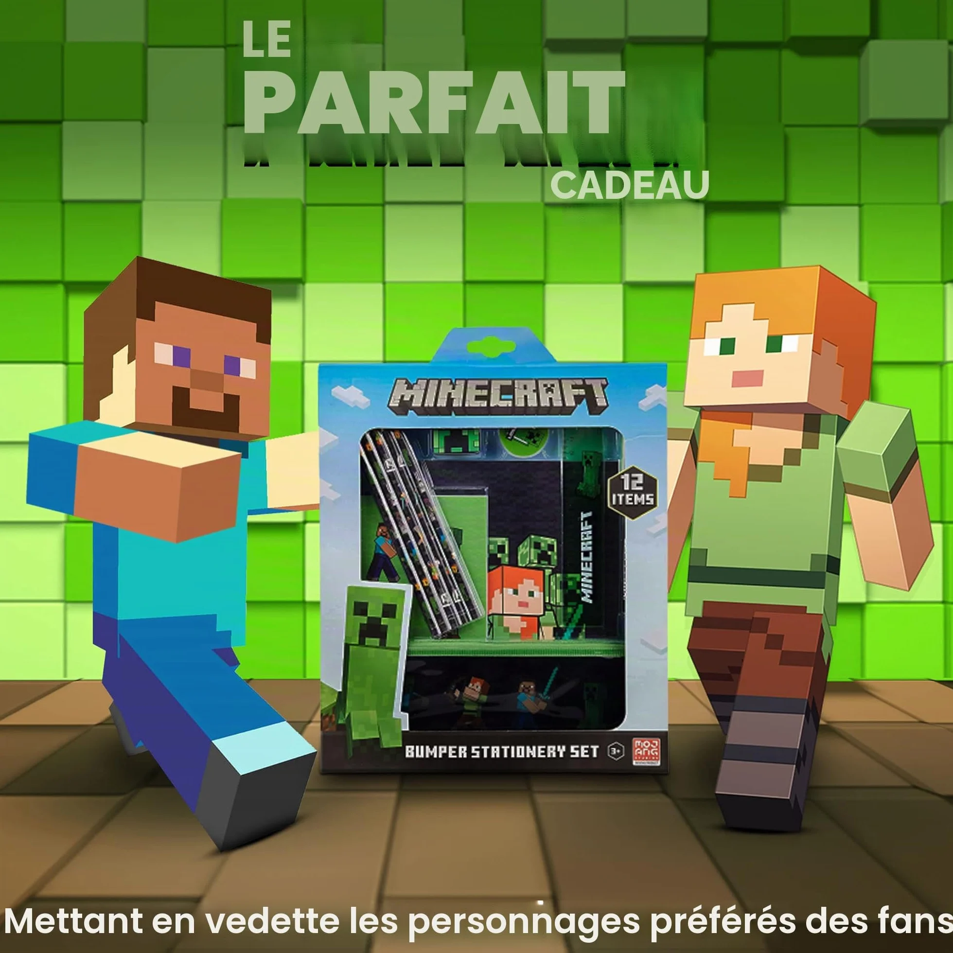 Minecraft Kit de Fournitures Scolaires Enfant avec Trousse et Papeterie