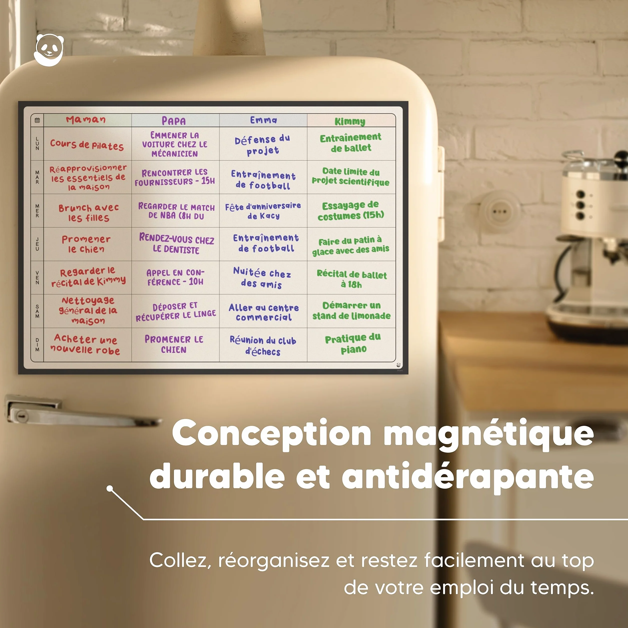 Smart Panda A3 Tableau Planificateur Magnétique Grand Calendrier Hebdomadaire Frigo Français