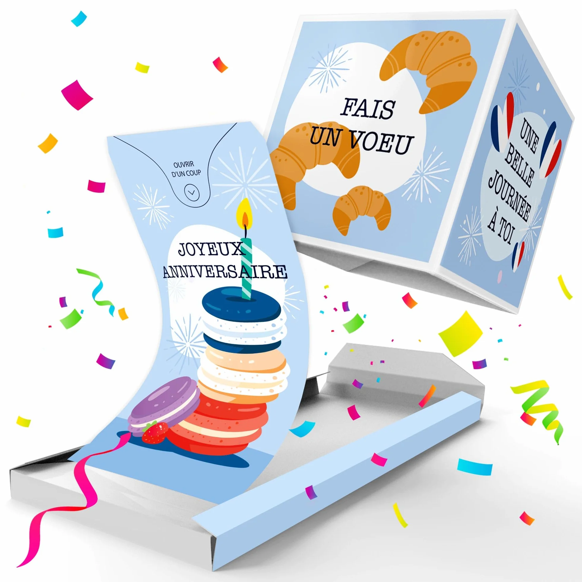 Notta&Belle Carte d'anniversaire Explosion Confettis Surprise Drôle Originale pour Homme Femme